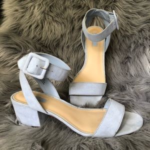 Baby blue low heel sandal